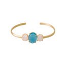 Pulsera "Gladys" Onix Azul & Cuarzo Rosa - Latón Dorado