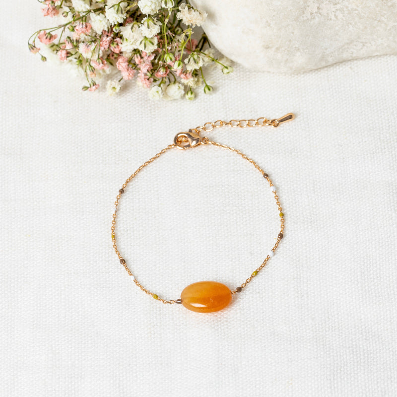 Tawi" Agate - Gold Brass Bracelet