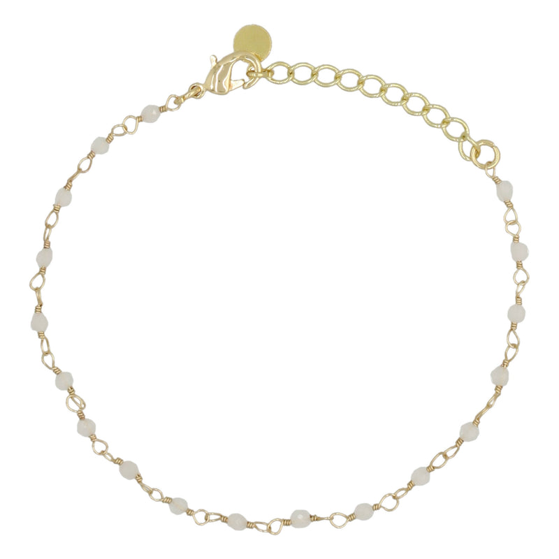 Elisa" White Moonstone - Gold Brass Bracelet