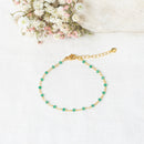 Elisa" Green Jade - Gold Brass Bracelet