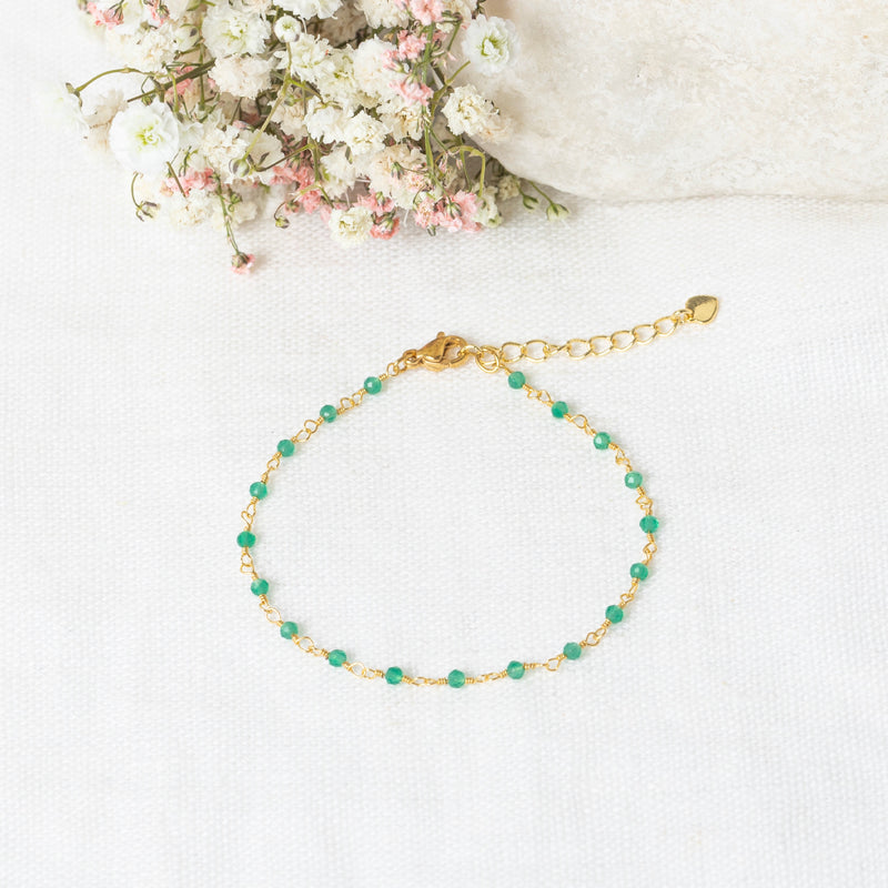 Pulsera "Elisa" Jade verde - Latón dorado