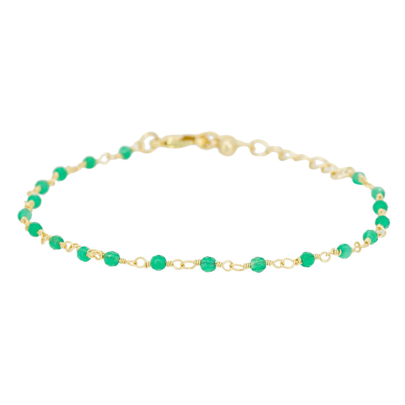 Elisa" Green Jade - Gold Brass Bracelet