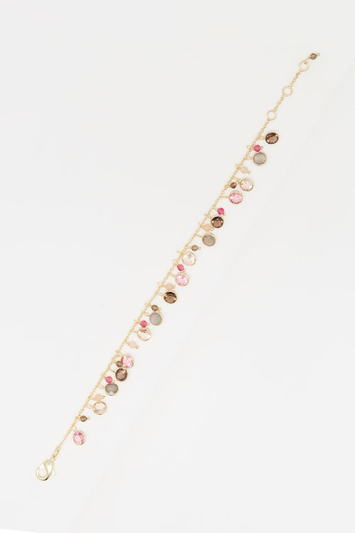 Pink Tourmaline Bracelet - Golden Brass