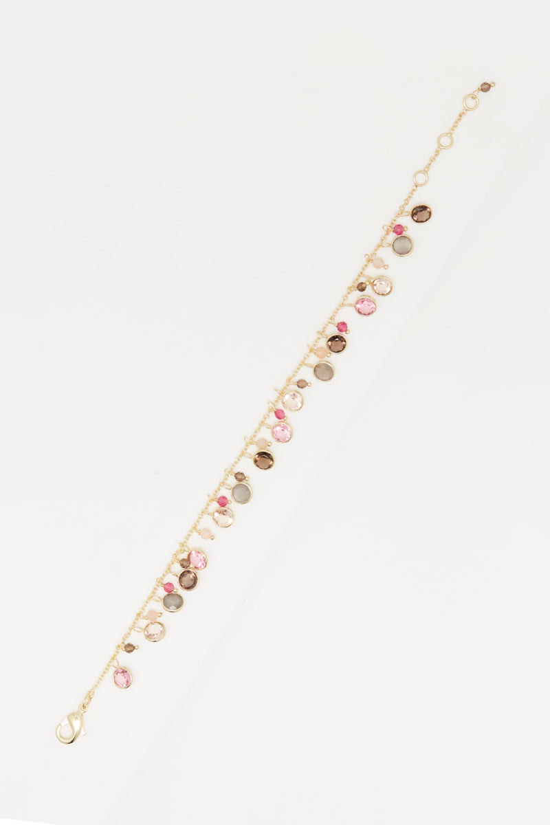 Pink Tourmaline Bracelet - Golden Brass