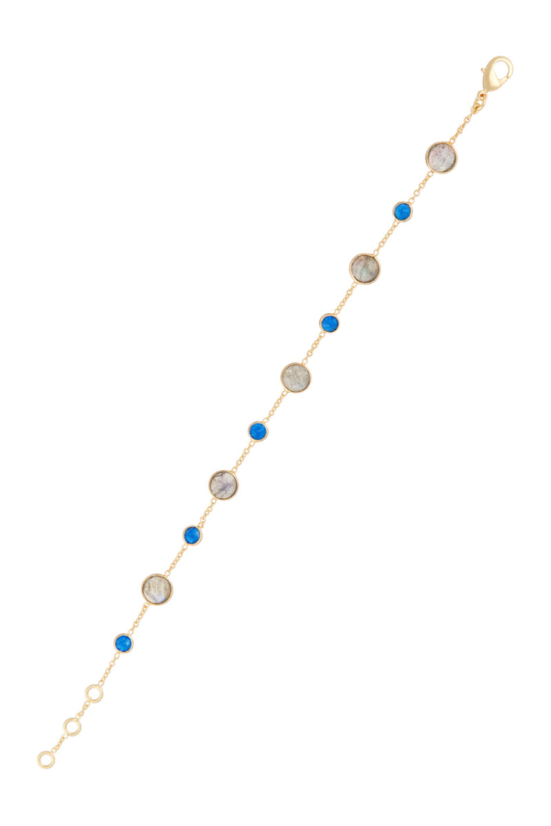 Neela" Labradorite & Blue Jade Bracelet - Gold Brass