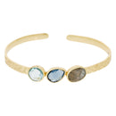 Bracelet "Penelope" Labradorite Grise - Laiton Doré