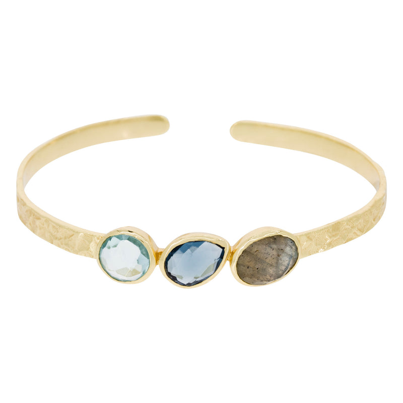 Penelope" Grey Labradorite - Gold Brass Bracelet