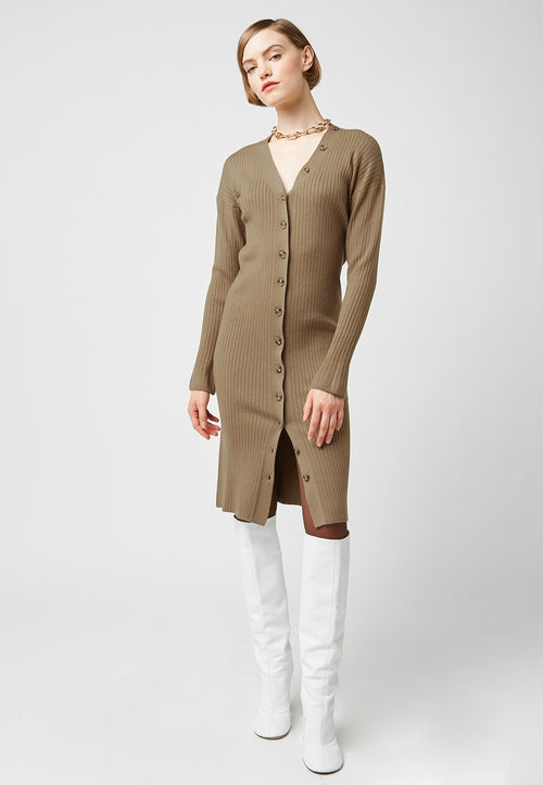 Robe Boutonnee Ml - Marron Camel - Femme