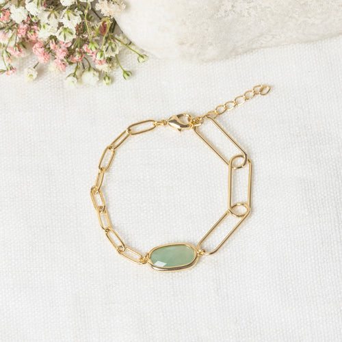 Pulsera 'Saïna' Aventurina Verde - Latón Dorado