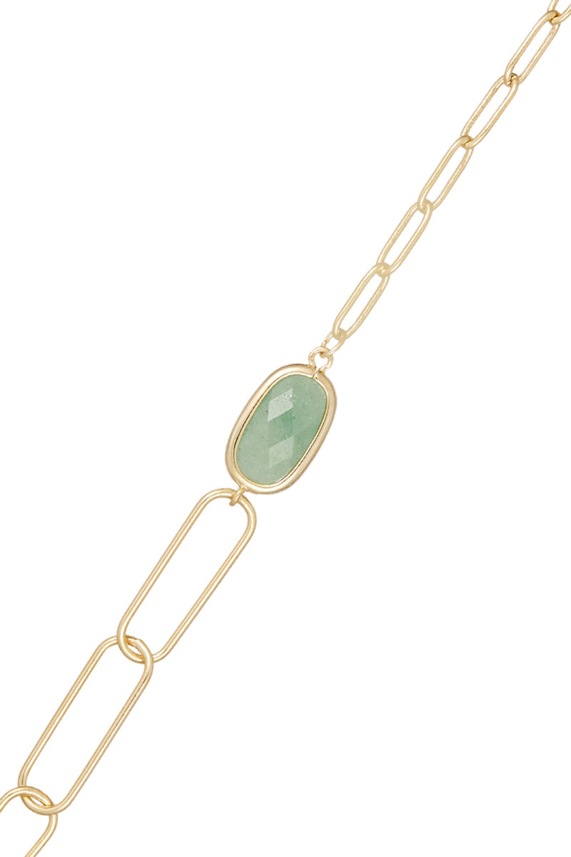 Bracelet 'Saïna' Green Aventurine - Gold Brass