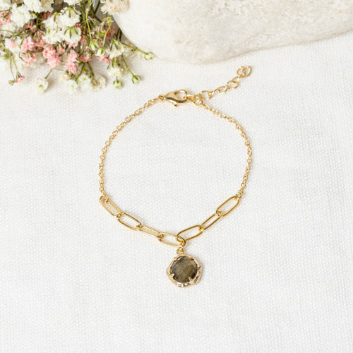 Labradorite 'Raïna' Bracelet - Gold Brass