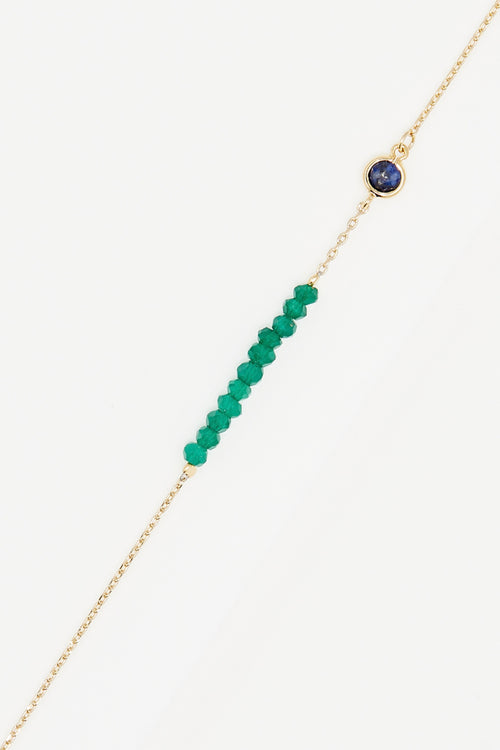 Pulsera "Enora" Onix Verde & Lapis - Latón Dorado