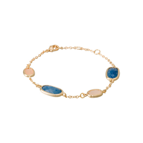 Pulsera "Laurélie" Aventurina rosa y azul - Latón dorado