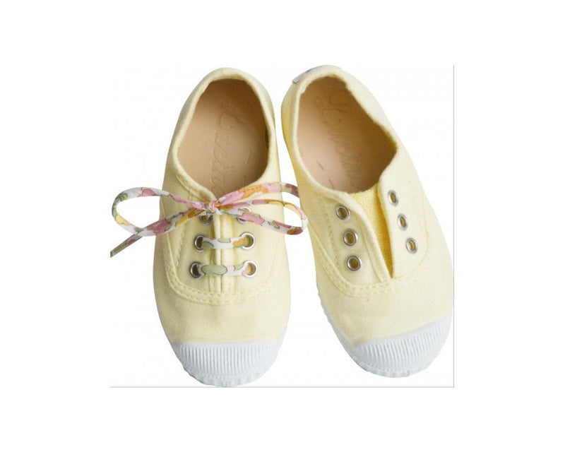 Chaussures Baskets Tennis En Toiles À Lacets Et Élastiques - Jaune Pâle - Mixte