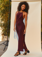 Vestido rubor burdeos