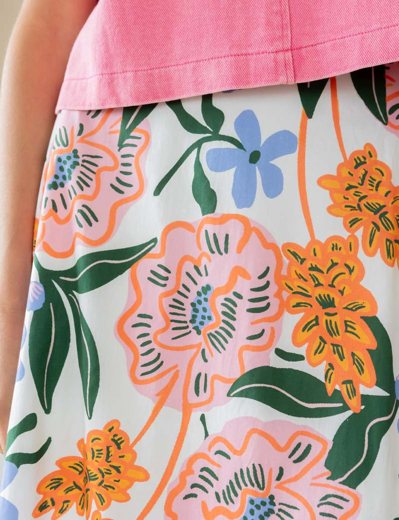 Yvelle White Floral Skirt
