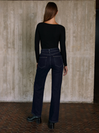 Wide Leg Denim Raw Jeans