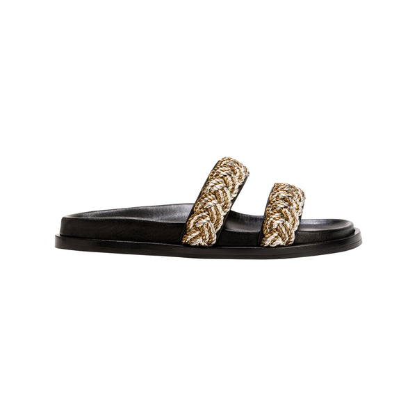 Ronda Black Comfort Two Straps Slides
