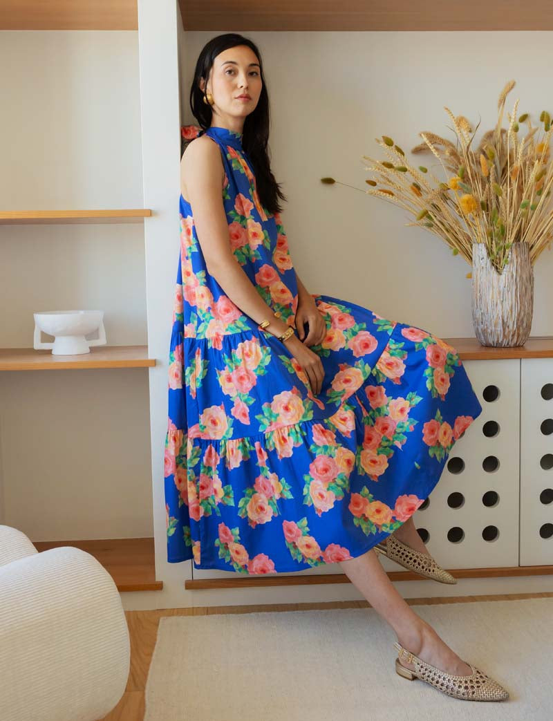 Robe Bleue Fleurie Sidy