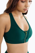 Zip Tech Sports Bra - Deep Mist