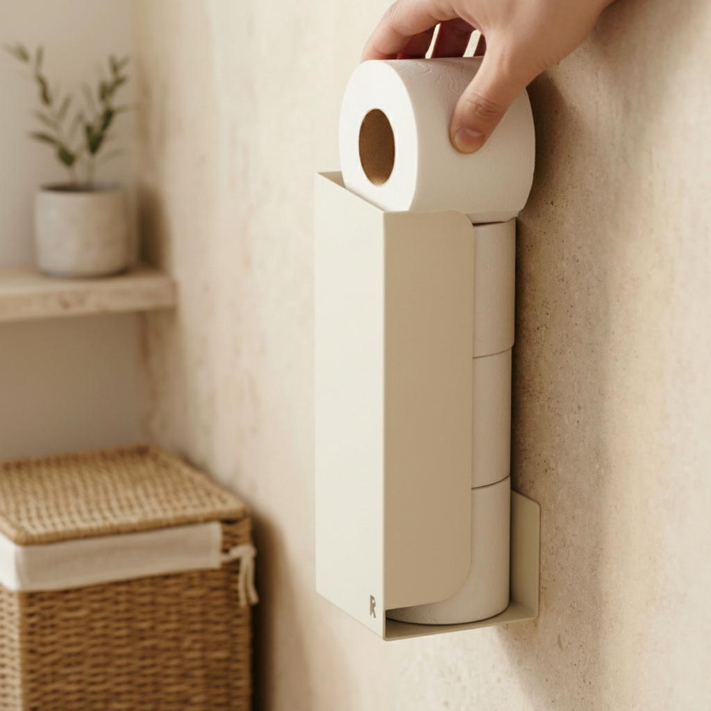 Portarrollos de papel higiénico de pared - Crema