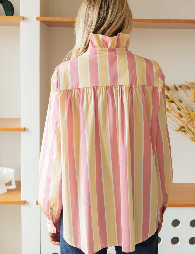 Pink & Yellow Striped Gustava Shirt
