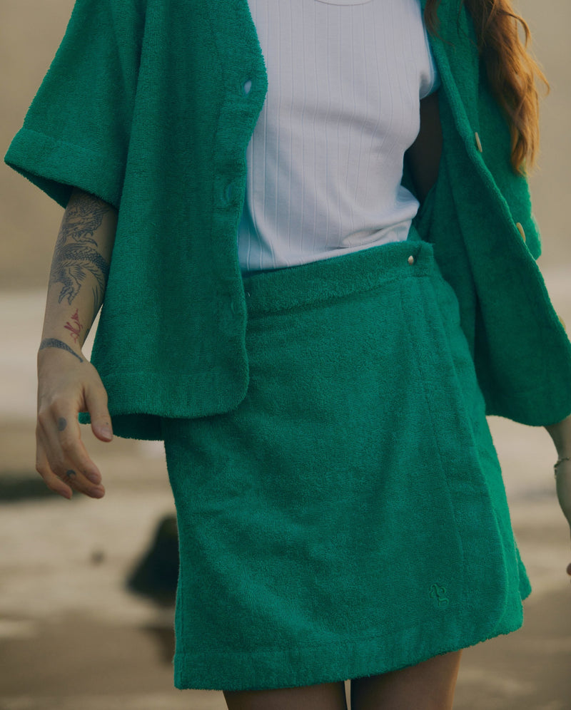 Jupe Éponge Coton Bio - Vert - Femme