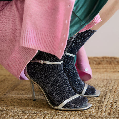 Chaussettes Lurex Pailletées En Lyocell Écologique - Gris