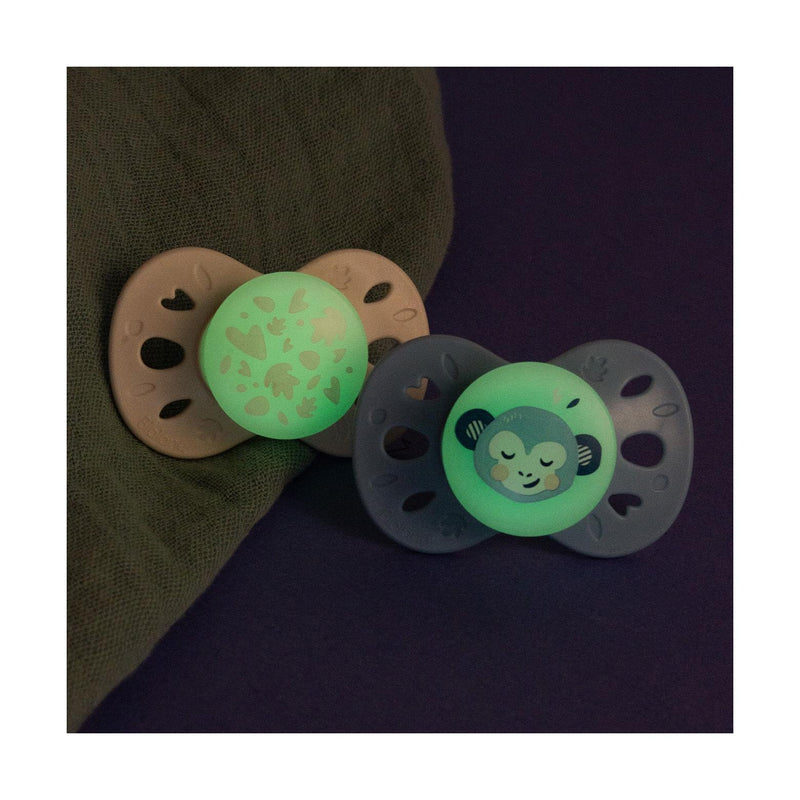 Set of 2 Anatomical Animal Night Pacifiers