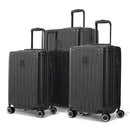 Trio de valises rigides GYL Intemporelle gris foncé avec coques nervurées et poignées télescopiques.  #couleur_gris foncé