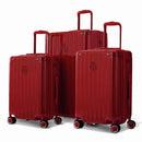 Trio de valises rigides GYL Intemporelle Rouge foncé avec coques nervurées et poignées télescopiques.  #couleur_rouge foncé
