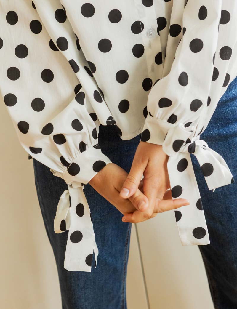 Chemise Blanche À Pois Noirs Mateo