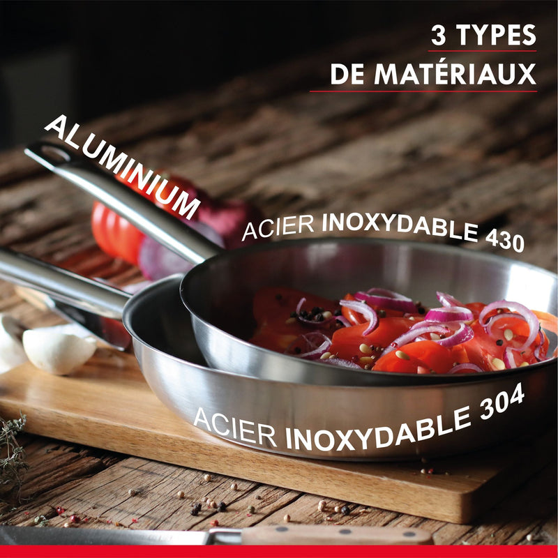 Set of 3 "Professional" Stainless Steel Pans