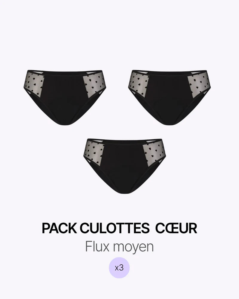 Pack Menstrual Trio Bragas Corazón