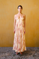 Robe Longue En Chiffon À Imprimé - Rose