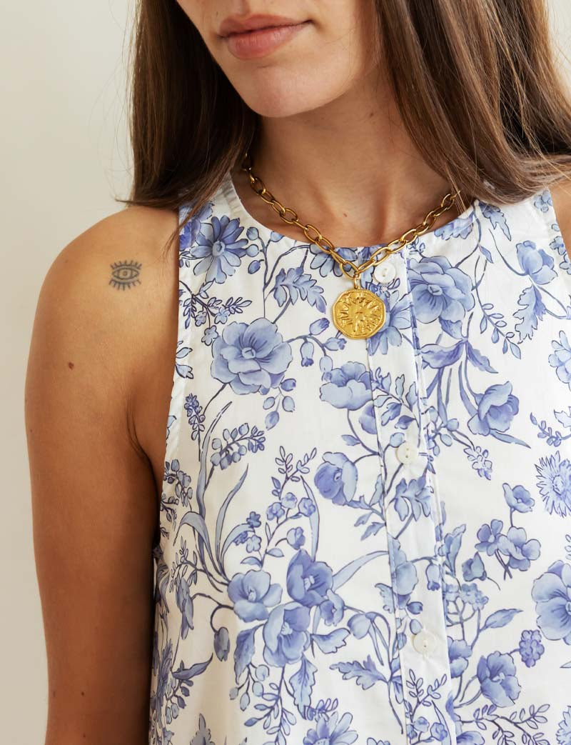 Blauwe jurk met bloemenprint Jesica