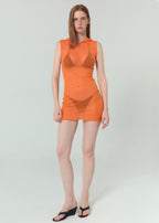 Robe Tricot à Capuche - Orange