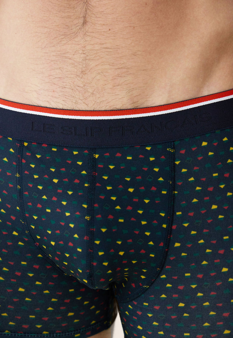 Boxer Vert Sapin Imprimé Géométrique - Marius Petits Carres Vert Sapin