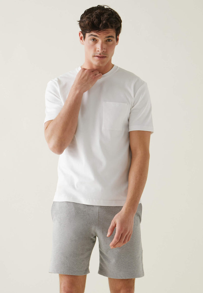 T-Shirt Homme Blanc Avec Poche Poitrine En Coton - Sasha Blanc