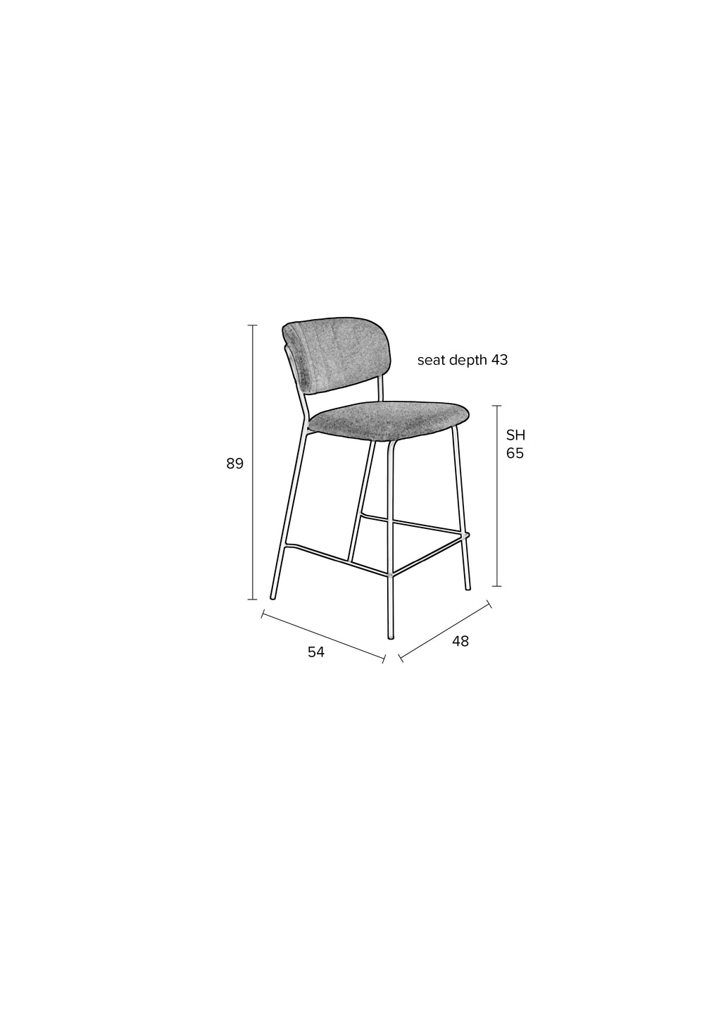 Jolien - Bar & Counter Stool - Fabric - Gold/Light Green