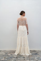 Abito Da Sposa Folk Con Volant - Bianco Seta