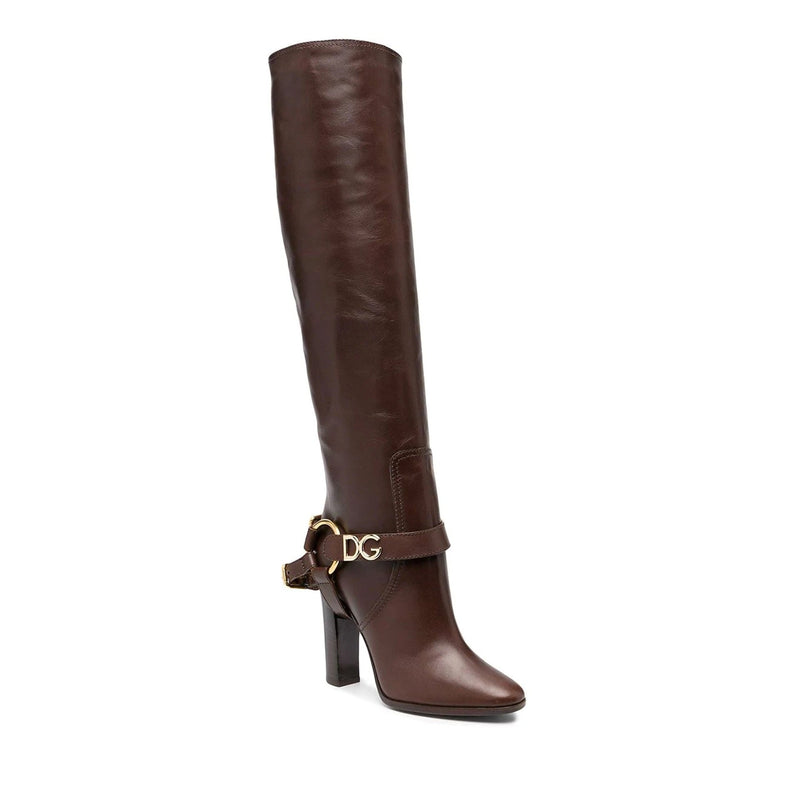 Bottes - Dolce & Gabbana Leather Knee  - Brown