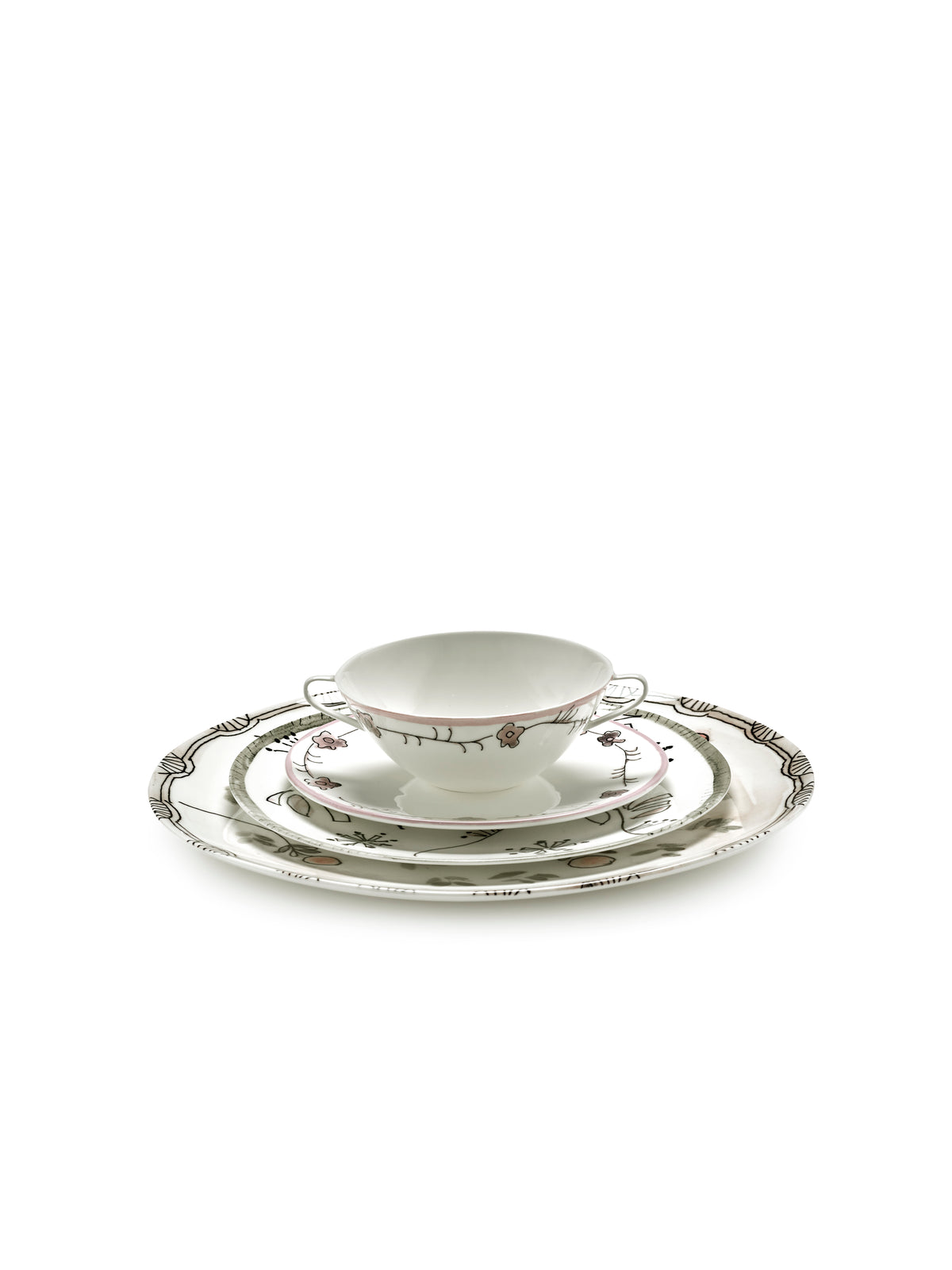 Midnight Flowers - Lot De 2 Plats De Service - S - Porcelaine Bone China - Mirtillo Nude