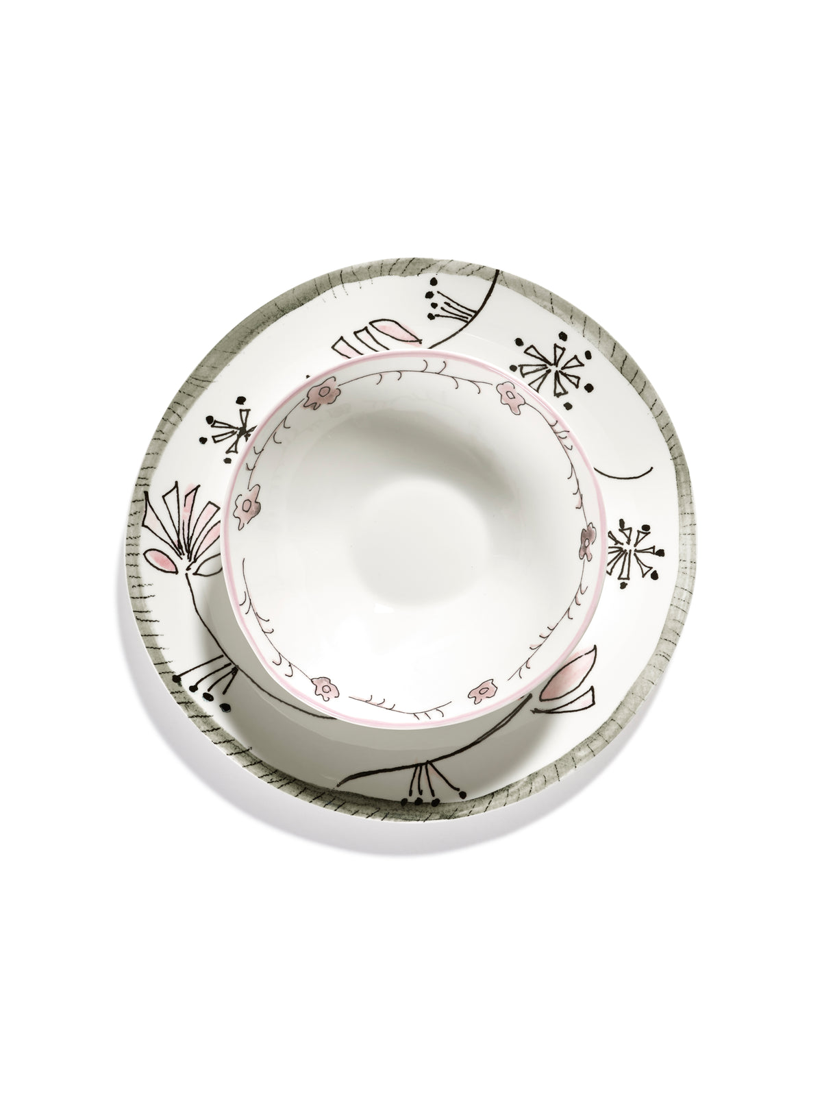 Midnight Flowers - Lot De 2 Bols Bas - M - Porcelaine Bone China - Foncé Viola