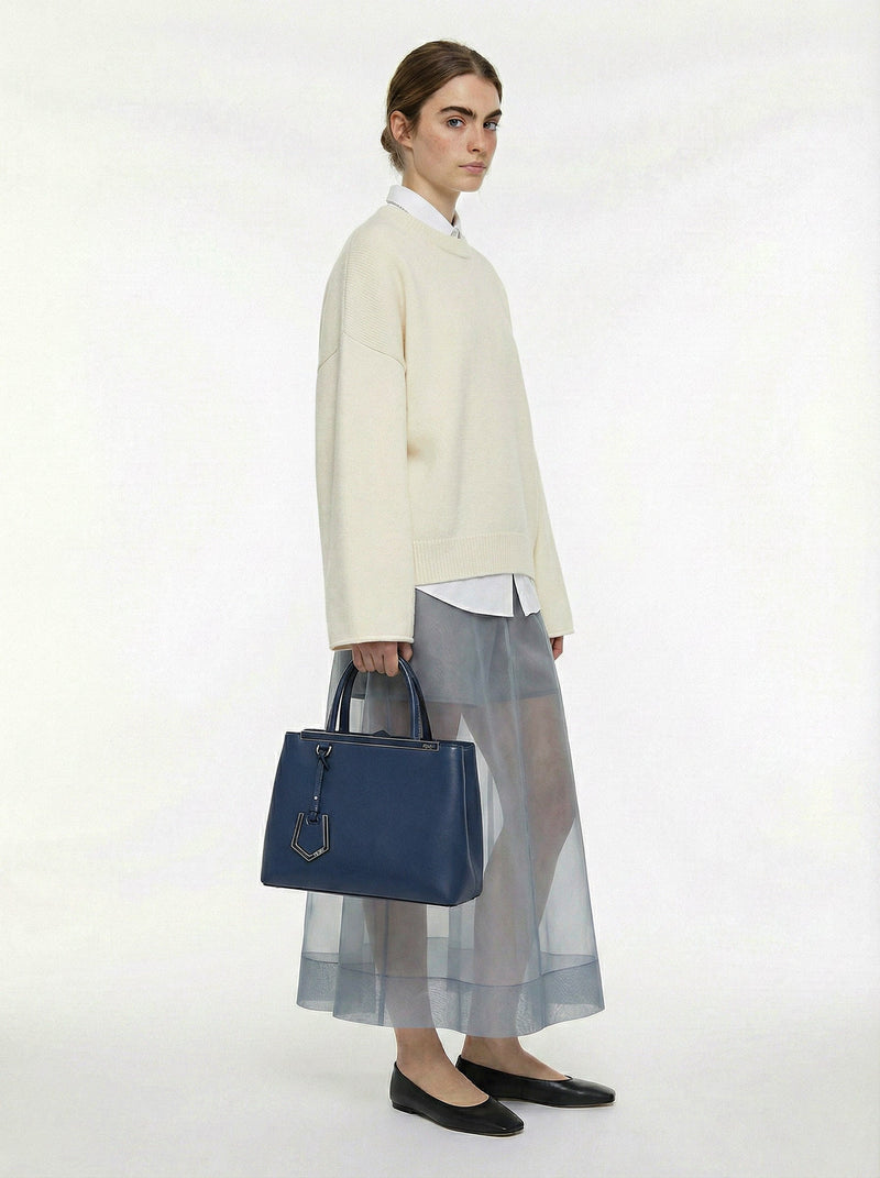 Fendi Bolso tote de cuero azul 2Jours