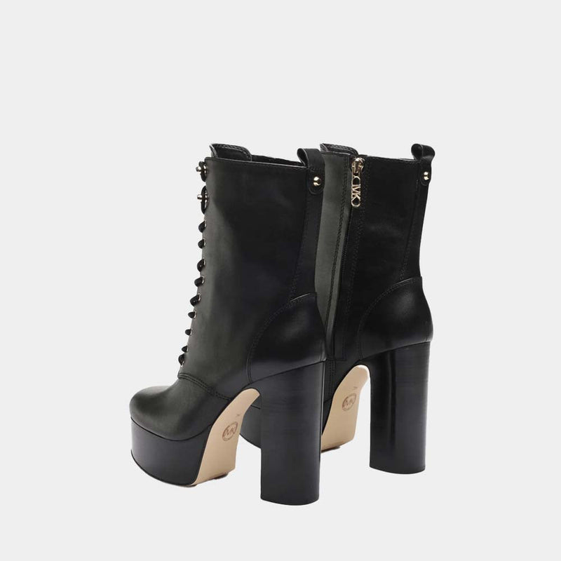 Bottines Michael Kors Natasha Lace Up Bootie - Cuir Noir