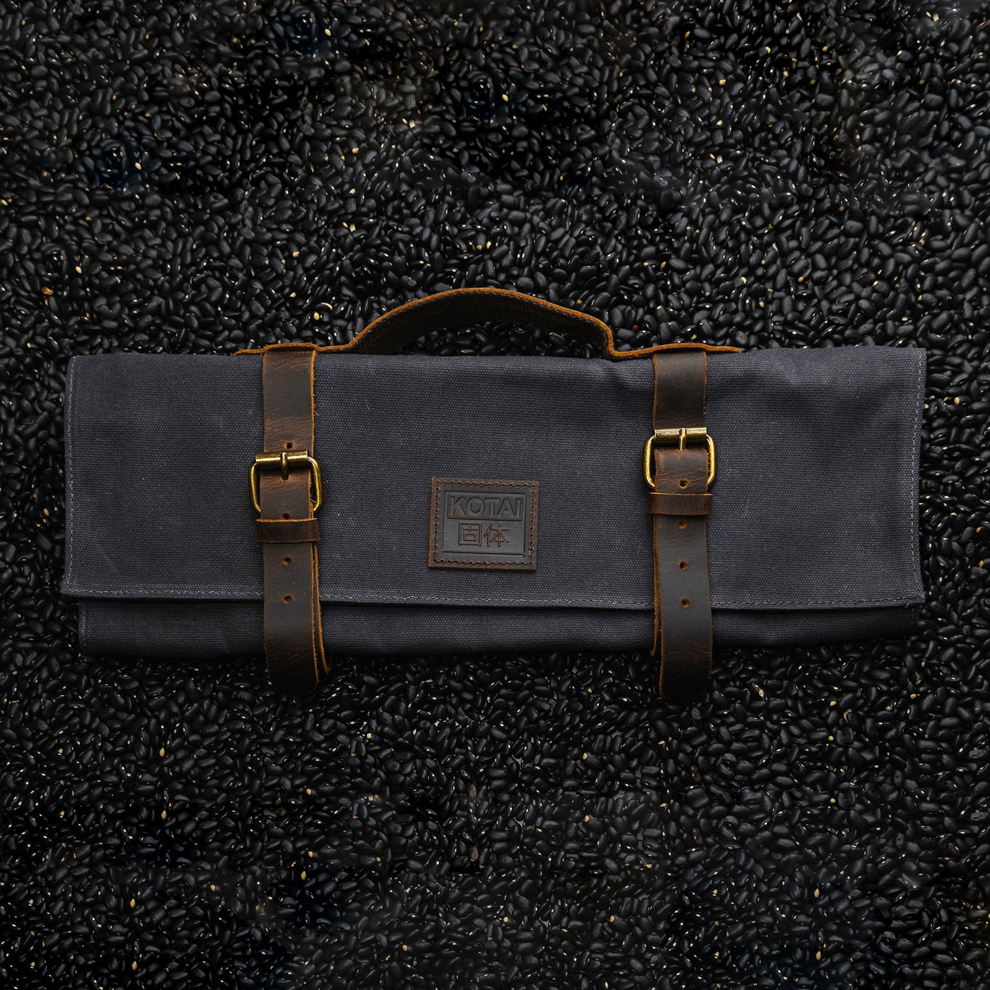 Knife Case - Leather Flower & Canvas