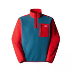 Fleece-Sweatshirt 1/4-Zip M Yumiori - Aqua Blau/Rot