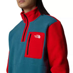 Fleece-Sweatshirt 1/4-Zip M Yumiori - Aqua Blau/Rot