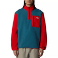 Fleece-Sweatshirt 1/4-Zip M Yumiori - Aqua Blau/Rot